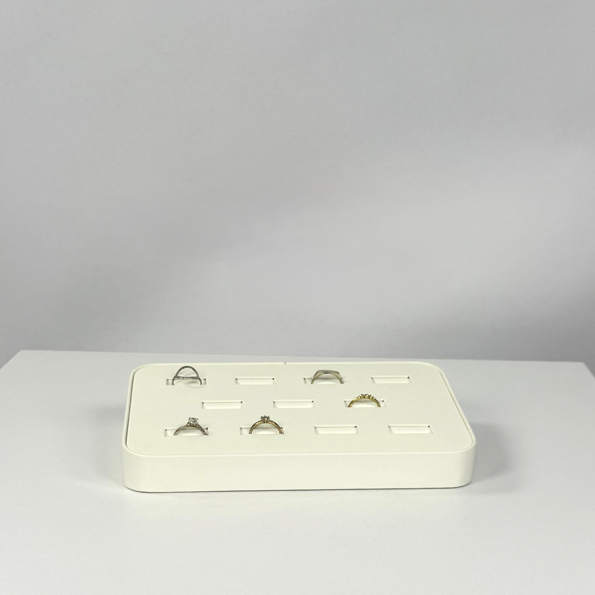 White Leatherette Ring Tray 11 Rings (3) White Leatherette Ring Tray 11 Rings (3)