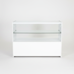 White Wooden Shop Counter with GlassWood Shelf (1)
