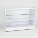 White Wooden Shop Counter with GlassWood Shelf (2)